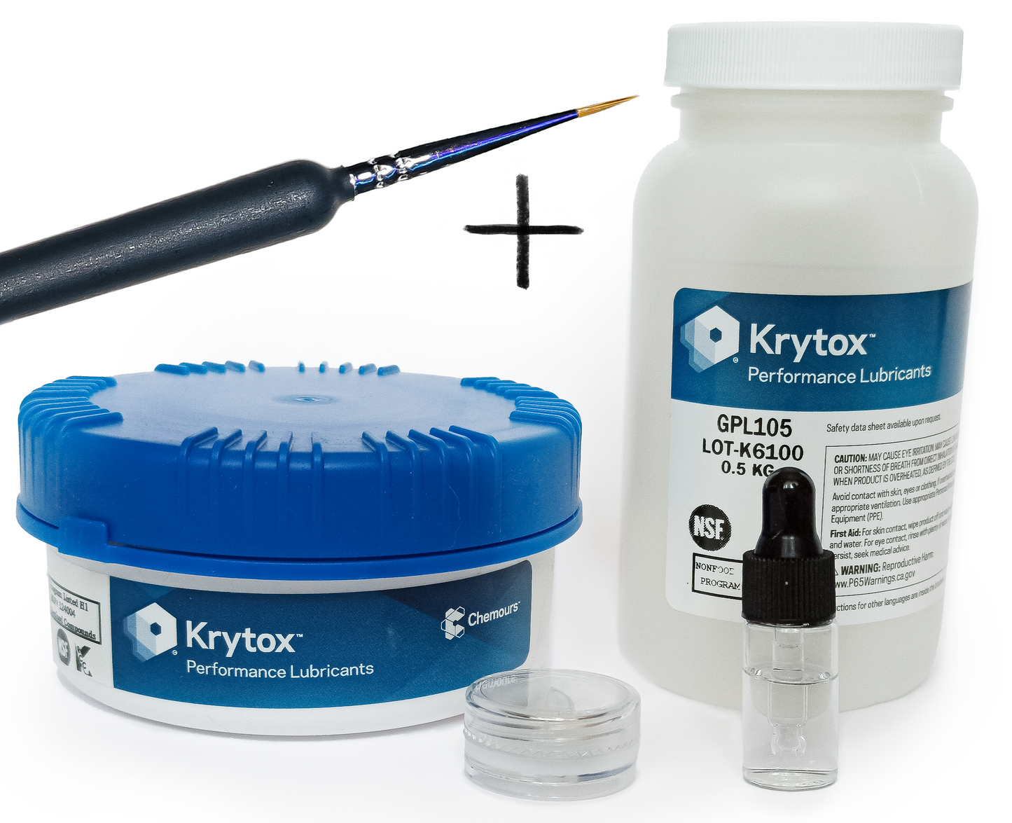 Zestaw smarów Krytox GPL 105 i 205g0 + Lube Brush